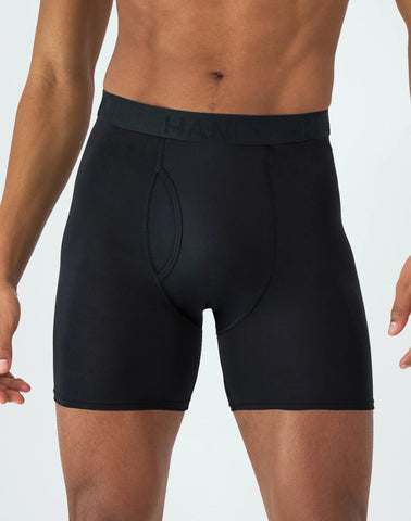 Hanes Ultimate Comfort Sport Men's Performance Stretch Boxer Brief Underwear, Black/Red/Sandalwood, 4-Pack