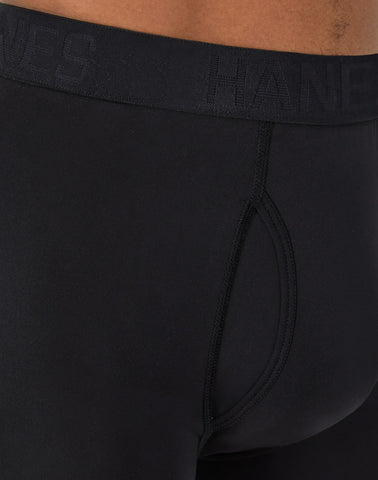 Hanes Ultimate Comfort Sport Men's Performance Stretch Boxer Brief Underwear, Black/Red/Sandalwood, 4-Pack