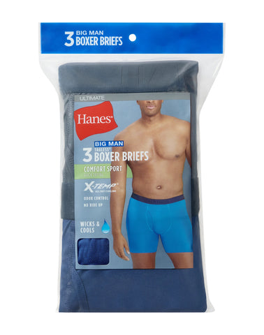 Hanes Men's Underwear Boxer Briefs, 3-Pack, Big Man Ultimate Sport (Big & Tall)