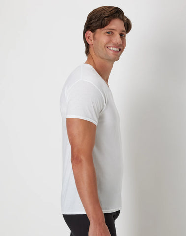 Hanes Ultimate Men's Moisture-Wicking V-Neck Undershirt, White, 4-Pack