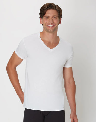 Hanes Ultimate Men's Moisture-Wicking V-Neck Undershirt, White, 4-Pack