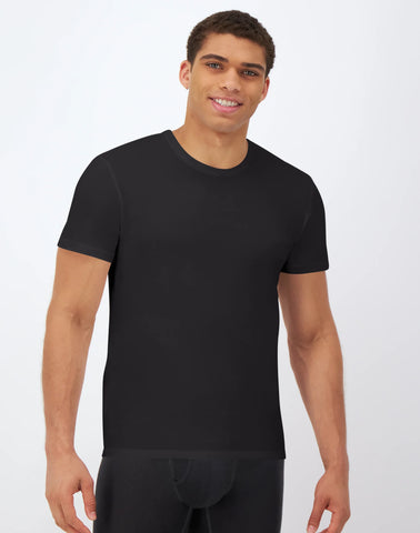 Hanes Ultimate Comfort Fit Men's Crewneck Undershirt, Black, 4-Pack