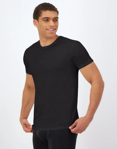 Hanes Ultimate Comfort Fit Men's Crewneck Undershirt, Black, 4-Pack