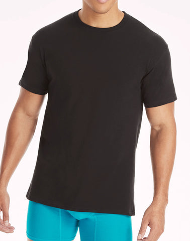Hanes Ultimate Comfort Fit Men's Crewneck Undershirt, Black, 4-Pack