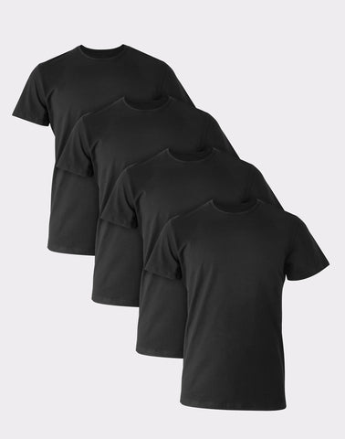 Hanes Ultimate Comfort Fit Men's Crewneck Undershirt, Black, 4-Pack
