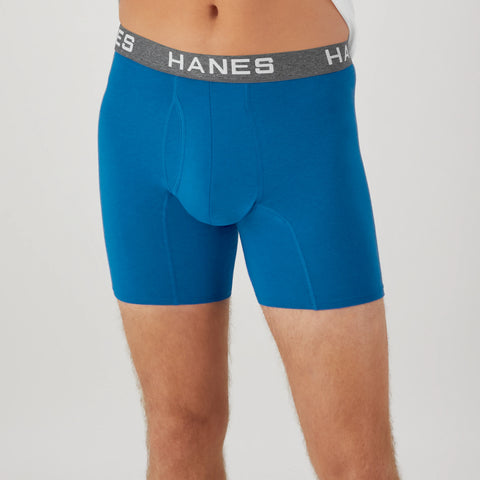 Hanes Ultimate Comfort Flex Fit Men's Boxer Brief Underwear, Red/Blue, 4-Pack