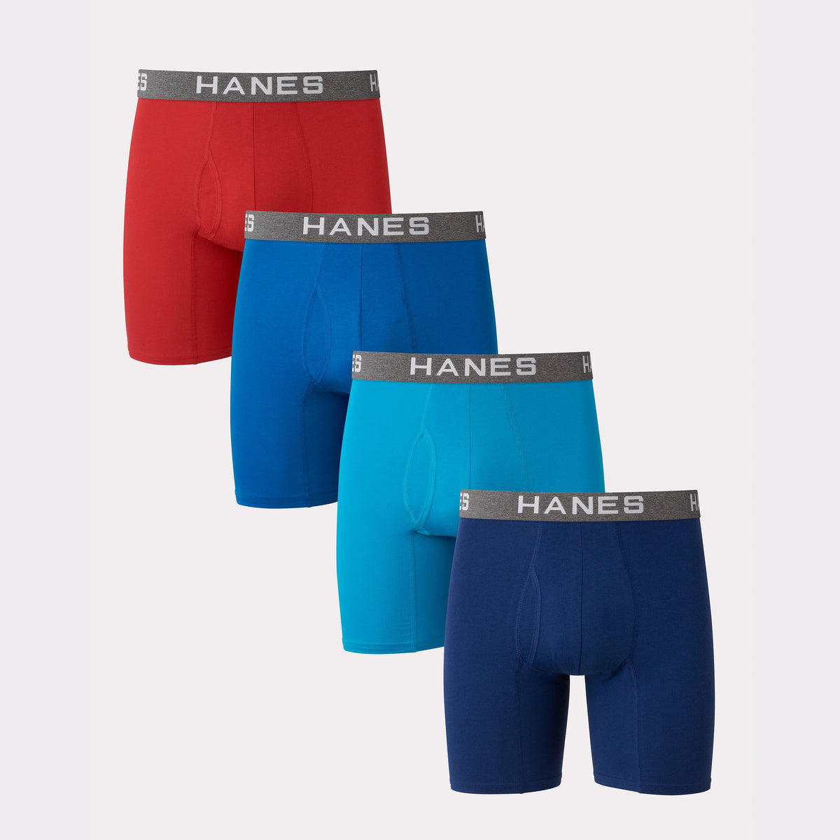 Hanes Ultimate Comfort Flex Fit Men's Boxer Brief Underwear, Red/Blue, 4-Pack