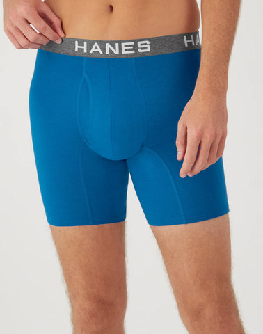 Hanes Ultimate Comfort Flex Fit Men's Boxer Brief Underwear, Black/Grey/Blue, 4-Pack