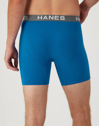 Hanes Ultimate Comfort Flex Fit Men's Boxer Brief Underwear, Black/Grey/Blue, 4-Pack