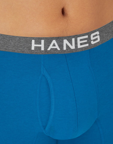 Hanes Ultimate Comfort Flex Fit Men's Boxer Brief Underwear, Black/Grey/Blue, 4-Pack