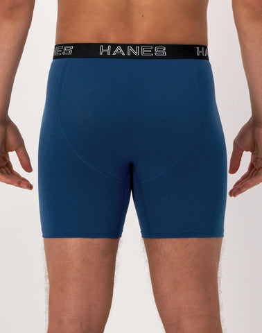 Hanes Ultimate Comfort Flex Fit Total Support Pouch Men's Boxer Brief Underwear, Red/Blue/Black/Grey, 4-Pack