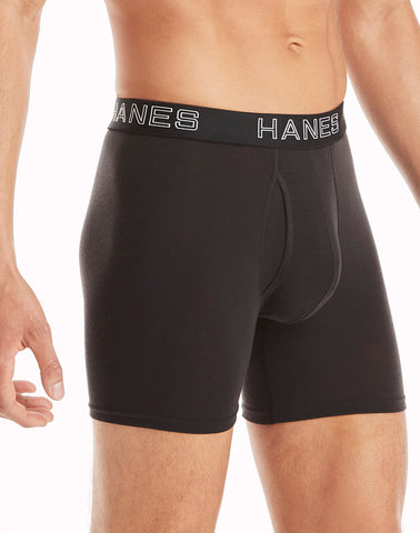 Hanes Ultimate Comfort Flex Fit Total Support Pouch Men's Boxer Brief Underwear, Black/Grey, 4-Pack