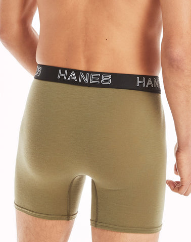 Hanes Ultimate Comfort Flex Fit Total Support Pouch Men's Boxer Brief Underwear, Red/Green/Black/Grey, 4-Pack