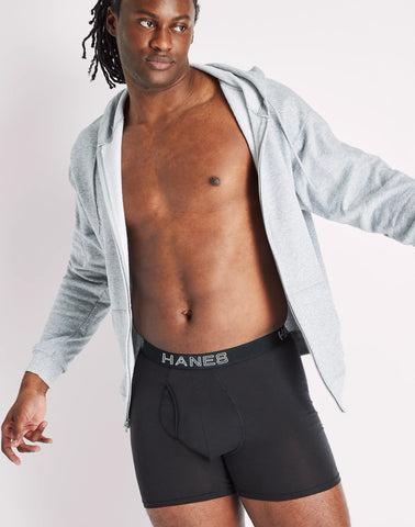 Hanes Ultimate Total Support Pouch Big Men’s Boxer Brief Underwear, Black/Grey, 3-Pack (Big & Tall Sizes)