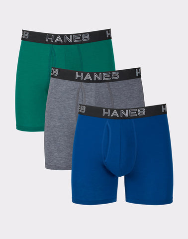 Hanes Ultimate Total Support Pouch Big Men’s Boxer Brief Underwear, Assorted, 3-Pack (Big & Tall Sizes)