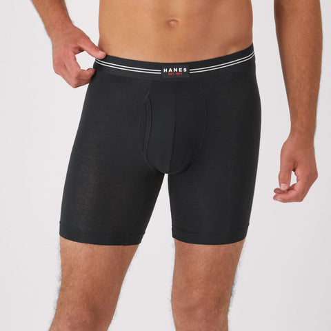 Hanes Perfect Flex Men's Boxer Brief Underwear, Lightweight & Breathable, Black, 1-Pack