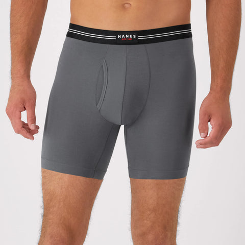 Hanes Perfect Flex Men's Boxer Brief Underwear, Lightweight & Breathable, Grey, 1-Pack