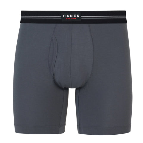 Hanes Perfect Flex Men's Boxer Brief Underwear, Lightweight & Breathable, Grey, 1-Pack
