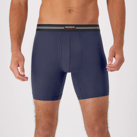 Hanes Perfect Flex Men's Boxer Brief Underwear, Lightweight & Breathable, Navy, 1-Pack
