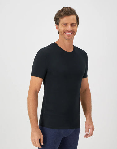 Hanes Perfect Flex Men's Tee, Black Crewneck Undershirt, 1-Pack
