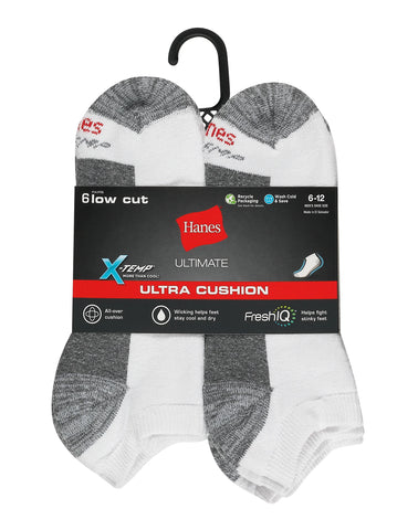 Hanes Ultimate Men's Ultra Cushion Low Cut Socks, 6-Pairs