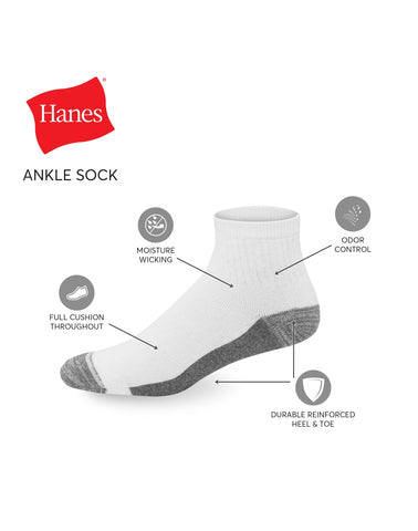 Hanes Ultimate Men's Ultra Cushion Ankle Socks, 6-Pairs