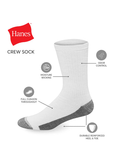 Hanes Ultimate Men's Ultra Cushion Crew Socks, 6-Pairs