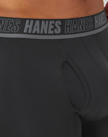 Hanes Moves Ultimate Men’s Anti-Chafe Boxer Brief Underwear, X-Temp, Black/Grey/Ocean Blue, 4-Pack, 6