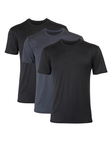 Hanes Moves Ultimate Men's Breathable Mesh Crewneck T-Shirt, X-Temp, Black/Grey, 3-Pack