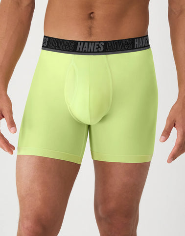 Hanes Moves Ultimate Men's Anti-Chafe Boxer Brief Underwear, Total Support Pouch, X-Temp, Assorted, 4-Pack, 6