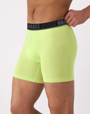 Hanes Moves Ultimate Men's Anti-Chafe Boxer Brief Underwear, Total Support Pouch, X-Temp, Assorted, 4-Pack, 6