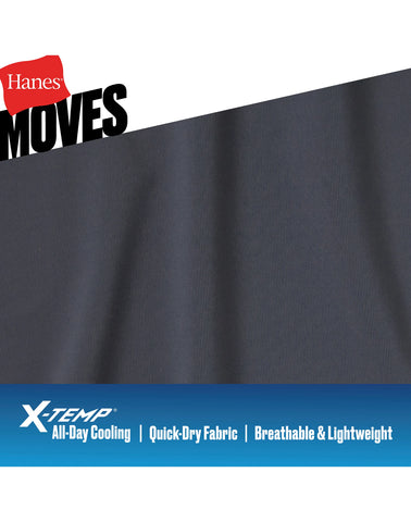 Hanes Moves Ultimate Men's Anti-Chafe Boxer Brief Underwear, Total Support Pouch, X-Temp, Black/Grey/Blue, 4-Pack, 6