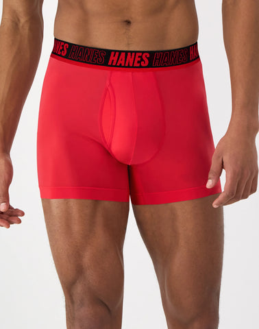 Hanes Moves Ultimate Men's Anti-Chafe Trunk Underwear, Total Support Pouch, X-Temp, 4-Pack, 4