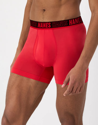 Hanes Moves Ultimate Men's Anti-Chafe Trunk Underwear, Total Support Pouch, X-Temp, 4-Pack, 4