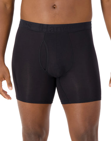 Hanes Originals Ultimate Men's SuperSoft Boxer Brief Underwear, Black, 3-Pack