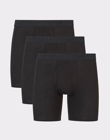 Hanes Originals Ultimate Men's SuperSoft Boxer Brief Underwear, Black, 3-Pack
