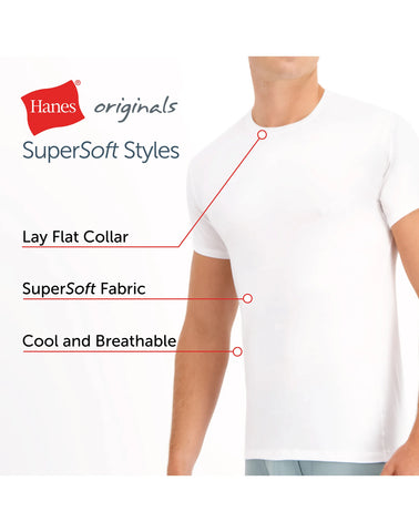 Hanes Originals Ultimate Men's SuperSoft Crewneck Undershirt, Black/Grey, 2-Pack