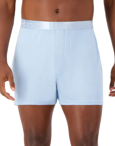 Hanes Originals Ultimate Men's SuperSoft Knit Boxer Underwear, Aqua/Grey/Black, 3-Pack