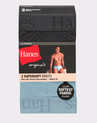 Hanes Originals Ultimate Men's SuperSoft Brief Underwear, 3-Pack