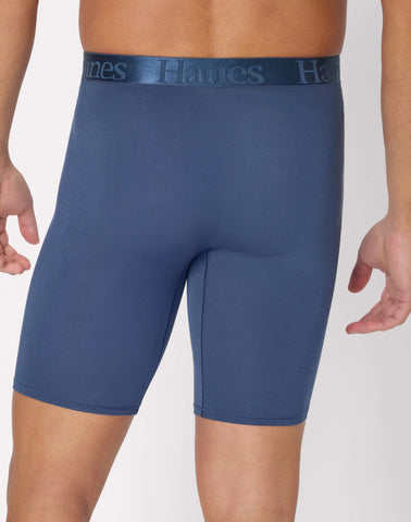 Hanes Originals Ultimate Men's SuperSoft Long Leg Boxer Brief Underwear, Assorted, 3-Pack