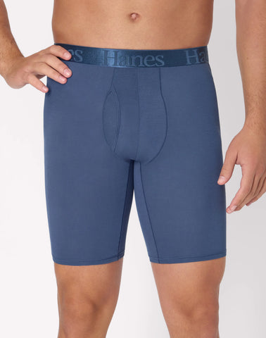 Hanes Originals Ultimate Men's SuperSoft Long Leg Boxer Brief Underwear, Assorted, 3-Pack