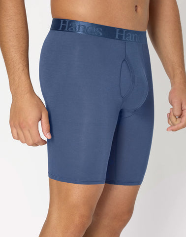 Hanes Originals Ultimate Men's SuperSoft Long Leg Boxer Brief Underwear, Assorted, 3-Pack