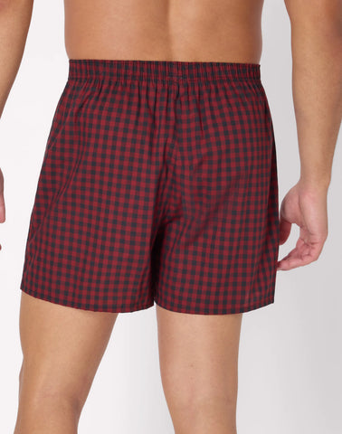 Hanes Originals Ultimate Men's Cotton Stretch Woven Boxer Underwear, Red/Black Plaids, 3-Pack