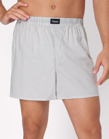 Hanes Originals Ultimate Men's Cotton Stretch Woven Boxer Underwear, Plaids/Prints, 3-Pack