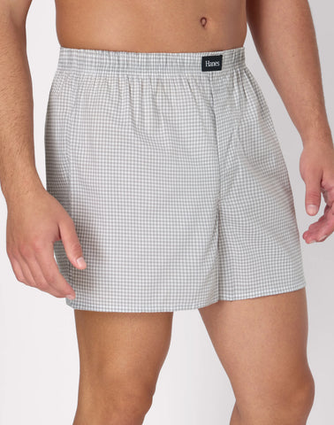 Hanes Originals Ultimate Men's Cotton Stretch Woven Boxer Underwear, Plaids/Prints, 3-Pack