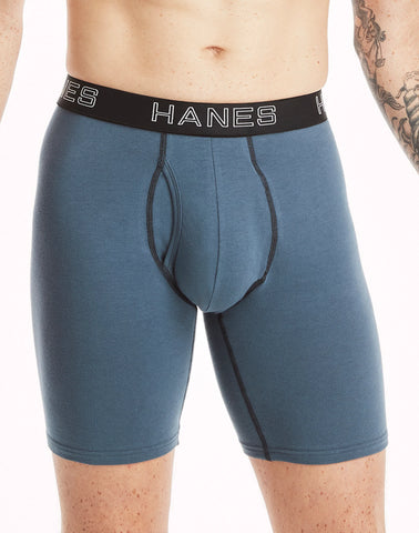 Hanes Ultimate Men's Stretch Long Leg Boxer Brief Underwear, Moisture Wicking, 5-Pack
