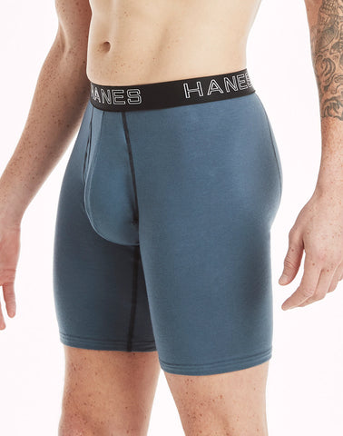 Hanes Ultimate Men's Stretch Long Leg Boxer Brief Underwear, Moisture Wicking, 5-Pack