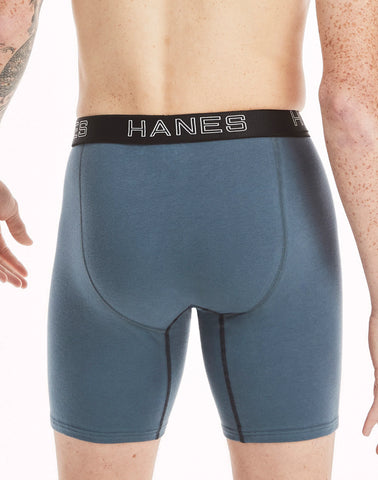 Hanes Ultimate Men's Stretch Long Leg Boxer Brief Underwear, Moisture Wicking, 5-Pack