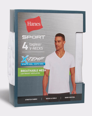 Hanes Ultimate Men's X-Temp V-Neck Undershirt 4-Pack