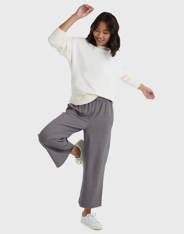 Hanes Originals Women's French Terry Wide Leg Cropped Pants